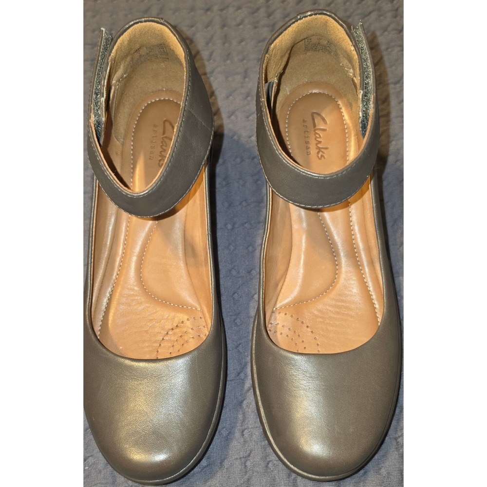 Clarks Artisan Brown Leather Mary Jane Wedge Shoes 7M Comfort Arch Support